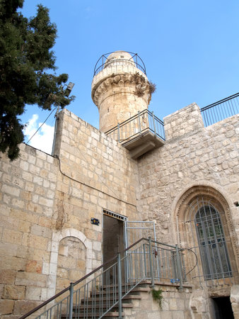 Fortification and tower in the old city on the Mount Zion. Israel, Jerusalemのeditorial素材