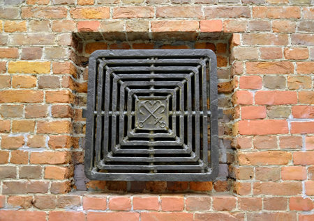 ST. PETERSBURG, RUSSIA - JULY 15, 2015: A lattice of the stormwater drainage system in the museum...