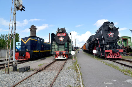 ST. PETERSBURG, RUSSIA - JULY 23, 2015: View of old railway equipment