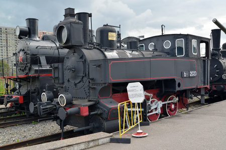 ST. PETERSBURG, RUSSIA - JULY 23, 2015: The 2023 tank engine costs at the platform