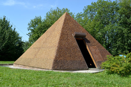 Amber pyramid in summer day. Settlement Amber, Kaliningrad regionのeditorial素材