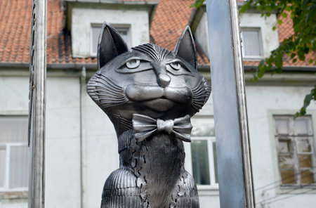 ZELENOGRADSK, RUSSIA - AUGUST 10, 2014: Monument to the Zelenograd cats, fragmentのeditorial素材