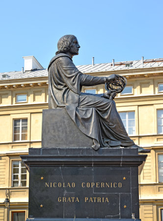 WARSAW, POLAND - AUGUST 23, 2014: Monument to Nicolaus Copernicus, side viewのeditorial素材