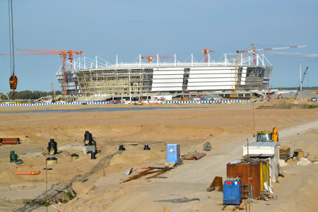 The building site of stadium for holding games of the FIFA World Cup of 2018. Kaliningrad, on June 10, 2017のeditorial素材