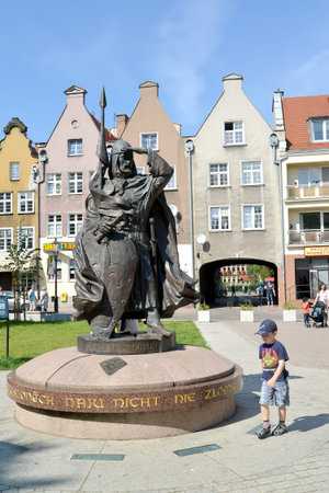 GDANSK, POLAND - AUGUST 10, 2017: A monument to Svyatopolk II Pomeransky in summer day