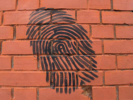 Graffiti Fingerprint on a brick wallのeditorial素材