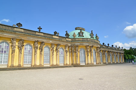 Fragment of the palace of Frederick the Great in the Sanssousi park. Potsdam, Germanyのeditorial素材