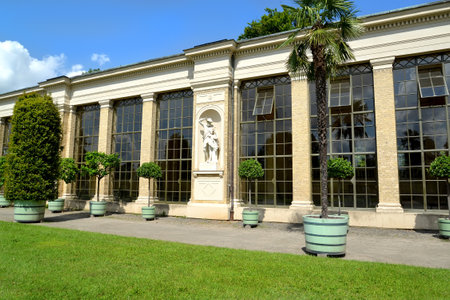 POTSDAM, GERMANY - AUGUST 14, 2017: A fragment of the Hothouse palace in the park of San Sushiのeditorial素材