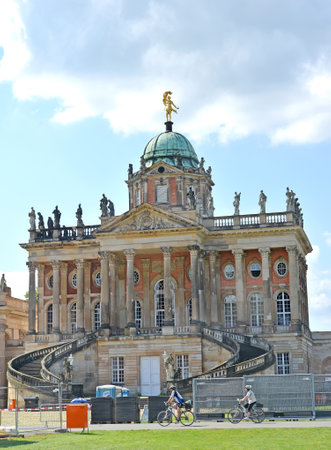 POTSDAM, GERMANY - AUGUST 14, 2017: A fragment of the New palace (a campus of the Potsdam university) in sunny day. Park of San Sushiのeditorial素材