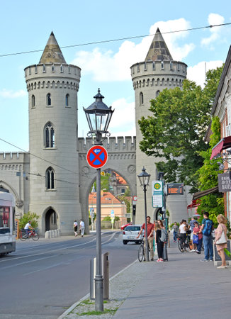 POTSDAM, GERMANY - AUGUST 14, 2017:  Nauen s gate on Friedrich Ebert Strasseのeditorial素材