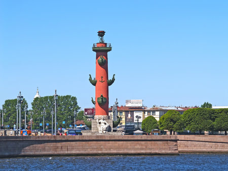 ST. PETERSBURG, RUSSIA - JUNE 07, 2008: A rostral column on the Spit of Vasilyevsky Islandのeditorial素材