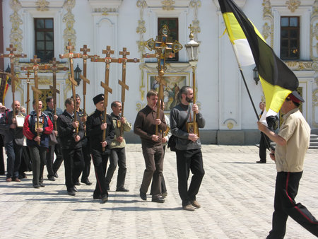 KIEV, UKRAINE - JUNE 06, 2009: A religious procession in Kiev Pechersk Lavra