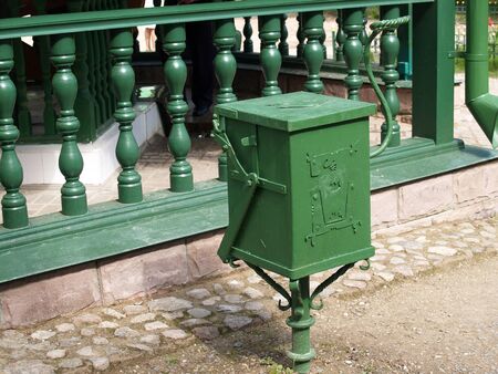    Box for collection of donations in the territory of the Pskovo-Pechorsky Monastery. Pskov regionの写真素材