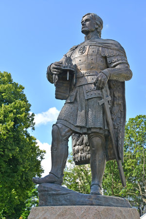 BALTIYSK, RUSSIA - JULY 23, 2020: Monument to Prince Alexander Nevsky against the background of a blue sky. Kaliningrad regionのeditorial素材