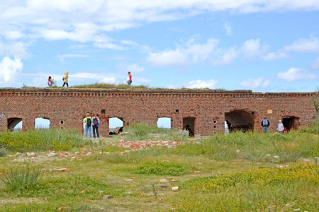 Fragment of the casemate of the naval fort "West." Baltiysk, Kaliningrad regionのeditorial素材