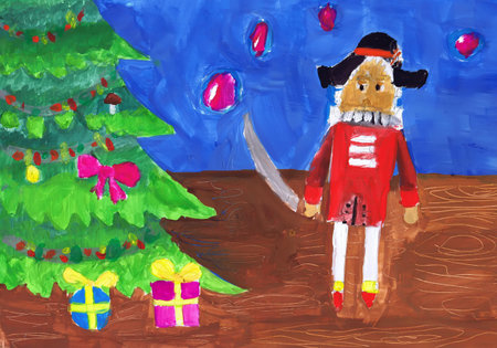 Illustration of the tale of ETA Hoffmann The Nutcracker and the Mouse King. Children's drawing