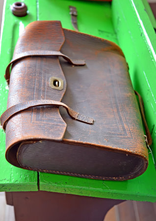 KALININGRAD REGION, RUSSIA - JULY 19, 2020: An old pre-war school rant lies on the desk. Museum "Old German School Waldwinkel." Village Ilyichevoのeditorial素材
