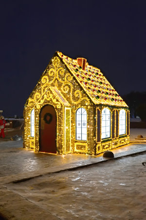 ZELENOGRADSK, RUSSIA - JANUARY 11, 2022: Gingerbread musical house on the Rose of the Winds square. Kaliningrad regionのeditorial素材