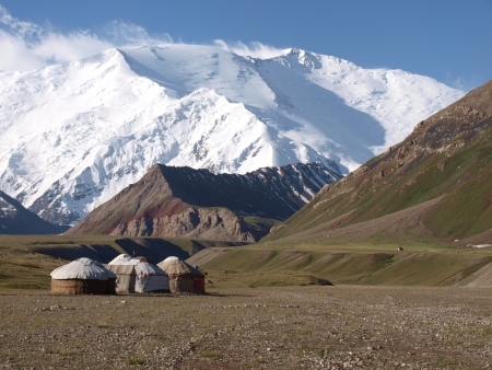 yurts in Mountainsの写真素材