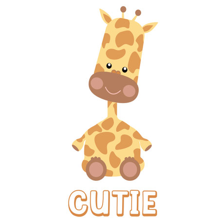 Cute Giraffe. Vector illustration isolated on white background. Flat style.のイラスト素材