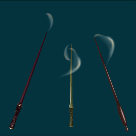 Smoke and incense sticks on a green background. Vector illustrationのイラスト素材