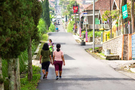 Hiking activities in the Mount Merapi hiking trail area, after the start of reducing activity restrictions due to the COVID-19 pandemic. Selo, Merapi Mount.のeditorial素材