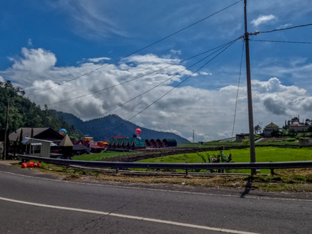 Natural scenery in the countryside in the highlands with cool air, clear and sunny skies with quiet...