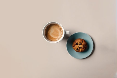 Muffins and a cup of coffee on a solid background, Generative AI, for element and product backgroundの素材