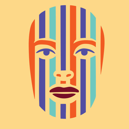 Abstract geometric face minimalism, wall art illustration designのイラスト素材