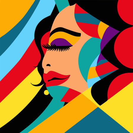 Abstract geometric face minimalism, wall art illustration, wallpaper, backdrop, and fashion designのイラスト素材