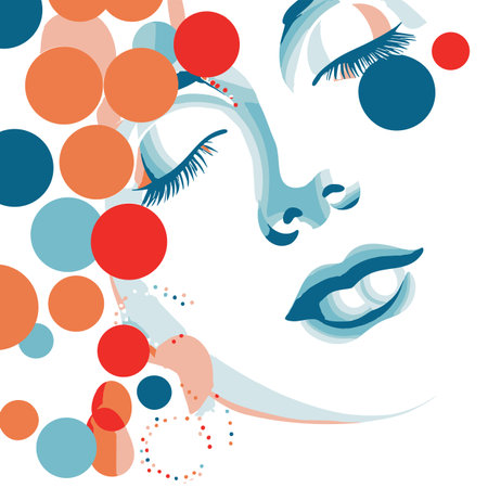 Abstract geometric face minimalism, wall art illustration, wallpaper, backdrop, and fashion designのイラスト素材