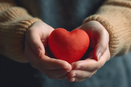 A pair of hands holding a heart shape, Heart in the hands, donate your heart, Love giftの素材