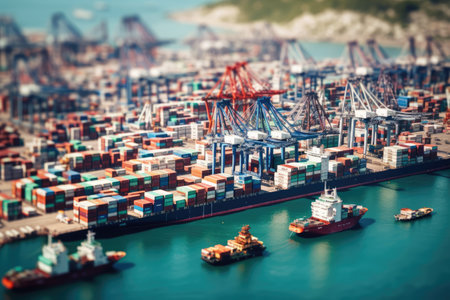 The busy container port, Deepwater Port Container Cargo Terminal, Industrial port container freightの素材