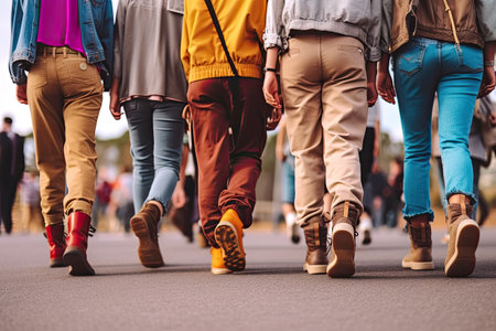 People walking on the road, doing activities while on vacationの素材
