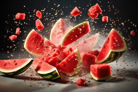 Watermelon fruit explotion, fruit as a healthy foodの素材