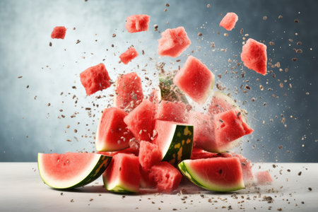 Watermelon fruit explotion, fruit as a healthy foodの素材