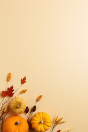 Thanksgiving autumn decor from pumpkins, berries and leaves, halloweenの素材