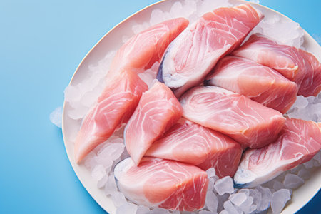 fresh mackerel fish on pastel background, fresh food ingredients, Healthy food, close upの素材