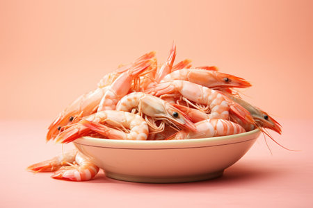 fresh prawns or shrimp on pastel background, fresh food ingredients, Healthy food, close upの素材