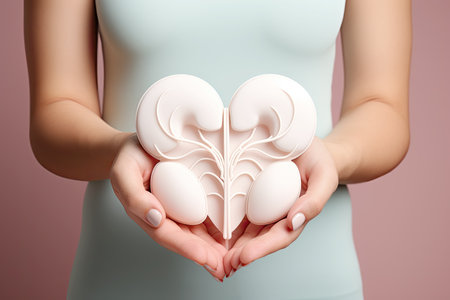 Hands holding kidney, world kidney day, National Organ Donor Day, charity donation conceptの素材
