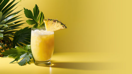 Pineapple Cocktail with fresh organic fruits and herbs, classic drink menu concept with Copy spaceの素材