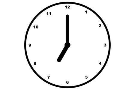 Black clock icon isolated on white backgroundの写真素材