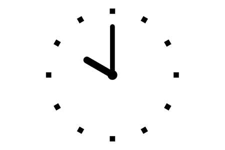 Black clock icon isolated on white backgroundの写真素材