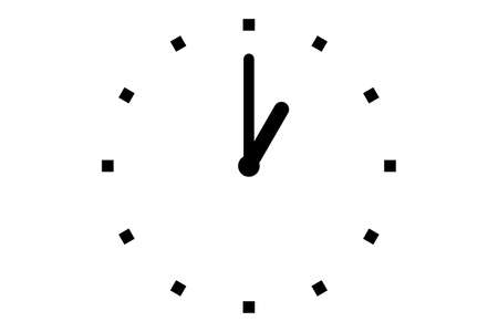 Black clock icon isolated on white background. Time iconの写真素材
