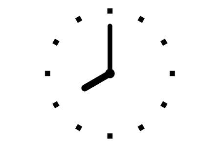Black clock icon isolated on white backgroundの写真素材