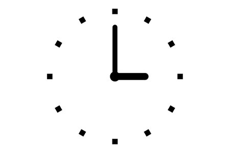 Black clock icon isolated on white background. Time iconの写真素材