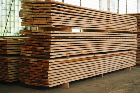 Wood factory stock and lumber board with nature business exportの写真素材