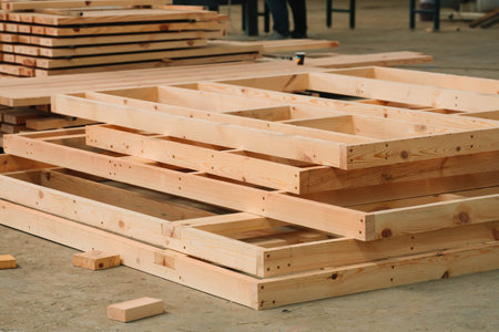 Frames for a modular prefabricated houseの写真素材
