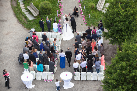 Zurich - June 22, 2013 - Wedding ceremony on top of Uetliberg in Zurich, Switzerland on June 22, 2013のeditorial素材