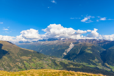 Panorama view of the siwss alps in bernese oberland at summer time, Switzerlandの写真素材